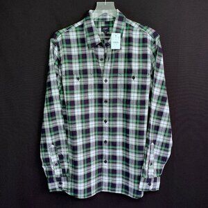 J CREW Double-Pocket Twill Shirt Size MEDIUM Color Blue/White Plaid NWT's